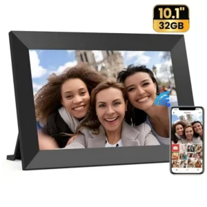 10.1” WiFi Digital Photo Frame, IPS Touch Screen, 32GB Storage, Gravity Sensor Support, Photo/Video Sharing via Secure Free Apps