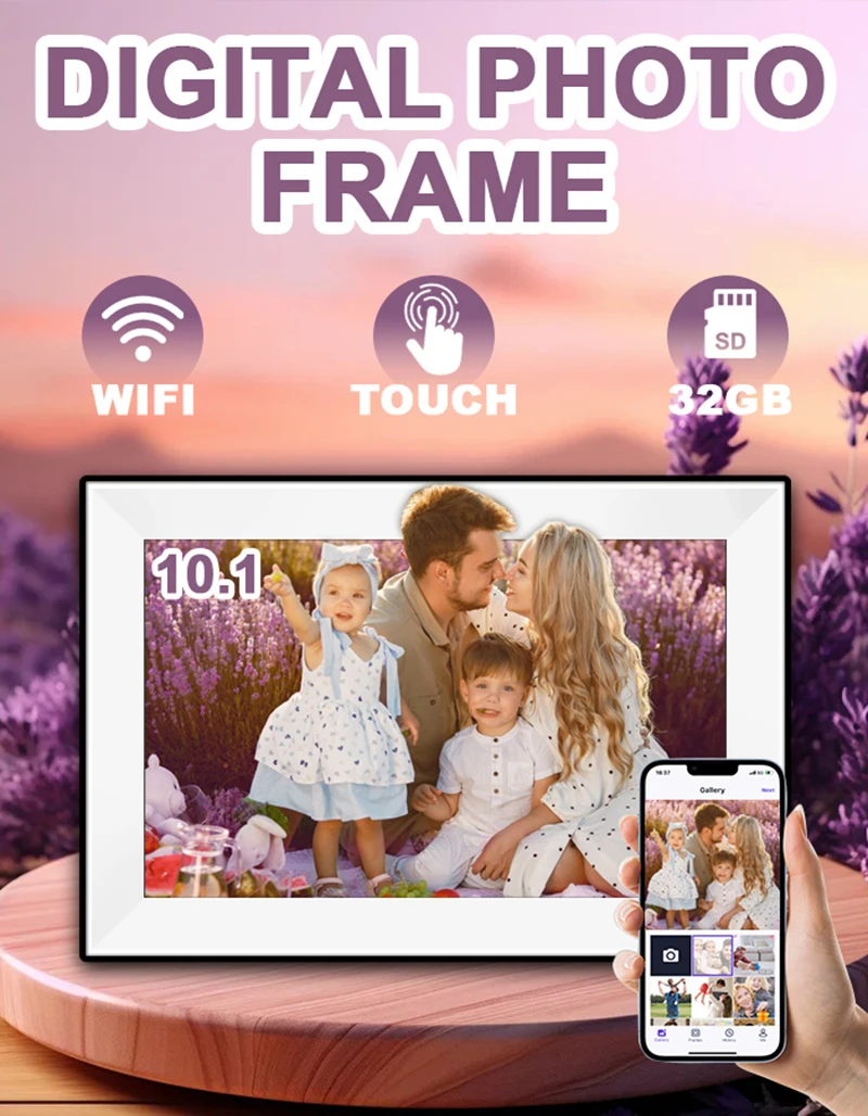 Uhale Digital Picture Frame 10.1 Inch 32GB Smart WiFi Smart digital photo frame with 1280x800 IPS HD Touch Screen