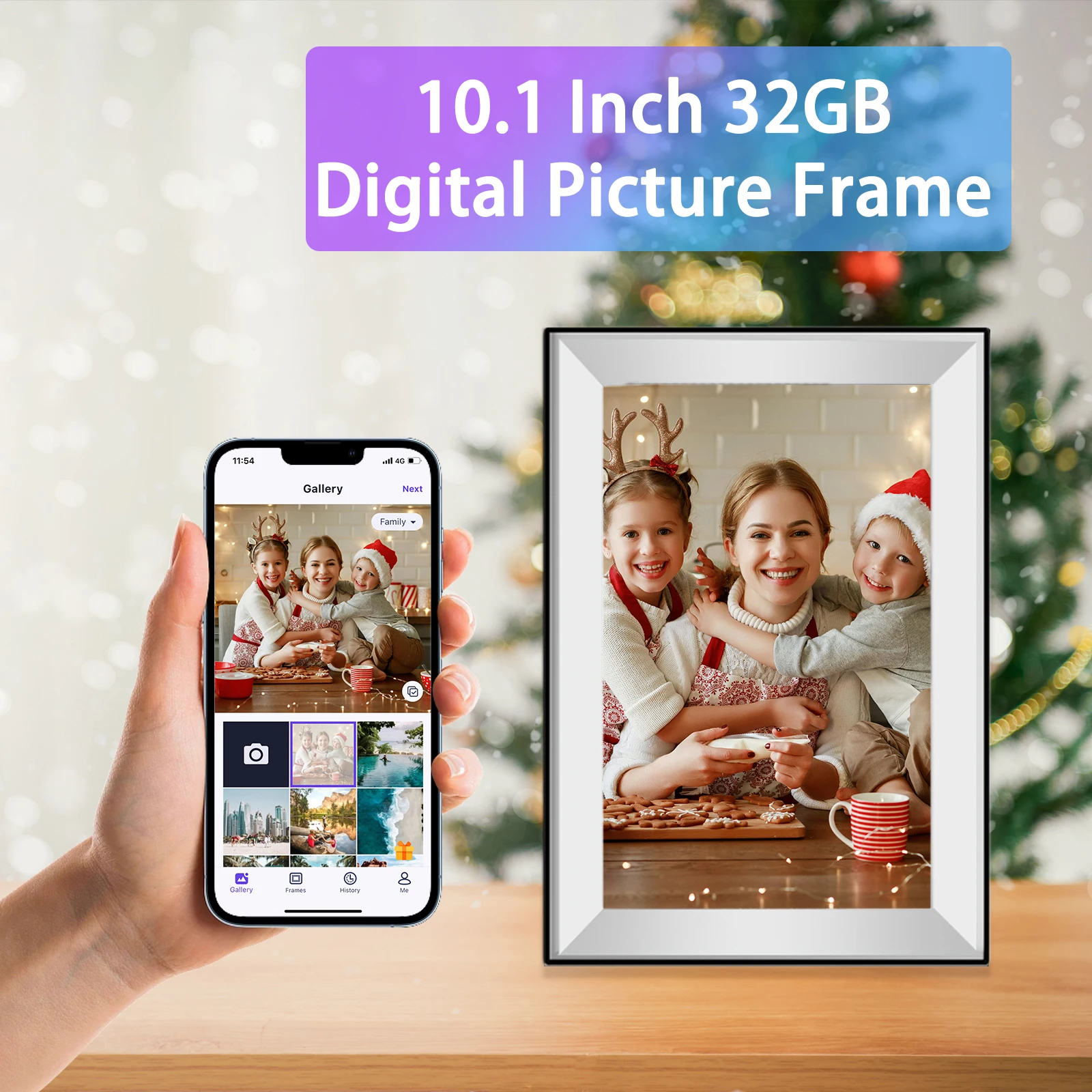 10.1-Inch WiFi Digital Photo Frame Cloud Digital Picture Frame 1280*800 TFT Touch Screen 32GB Storage Share Photo via APP - Image 2